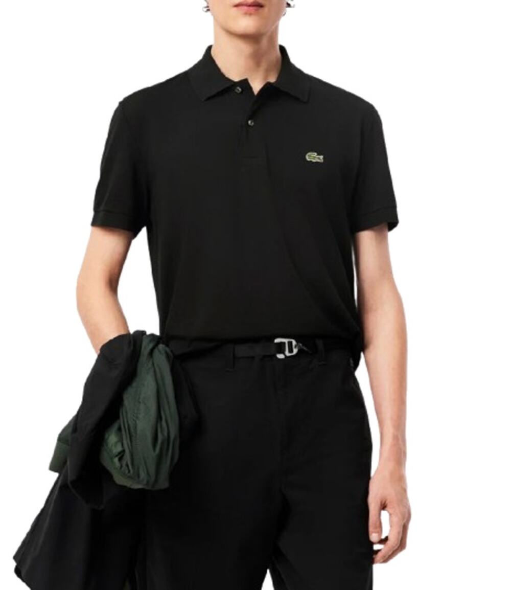 LACOSTE Men's Classic Fit Pique Polo Shirt Size 9 4XL Black Organic Cotton NWT